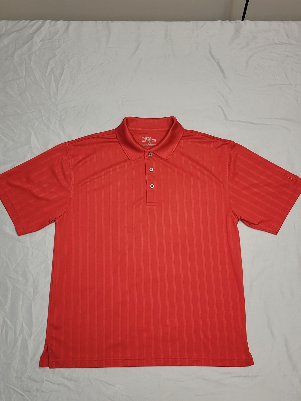 PGA Men’s Coral Red Short-Sleeve Polo